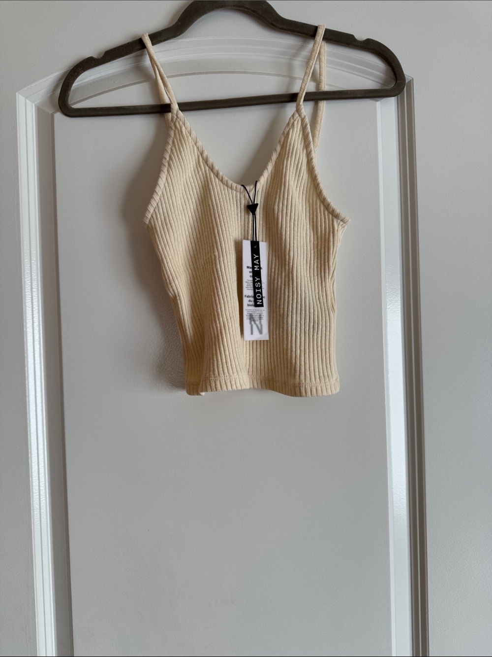 Noisy May Cream Ribbed V-Neck Cami